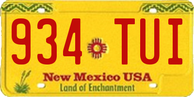 NM license plate 934TUI