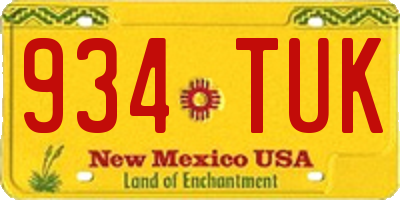 NM license plate 934TUK