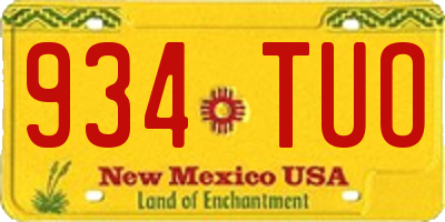 NM license plate 934TUO