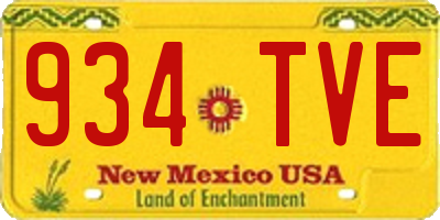 NM license plate 934TVE