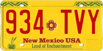 NM license plate 934TVY