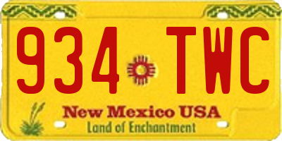 NM license plate 934TWC