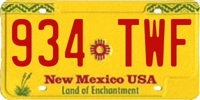 NM license plate 934TWF