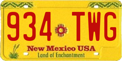 NM license plate 934TWG