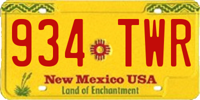 NM license plate 934TWR