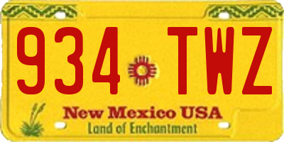NM license plate 934TWZ