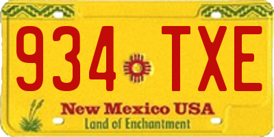 NM license plate 934TXE
