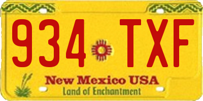 NM license plate 934TXF