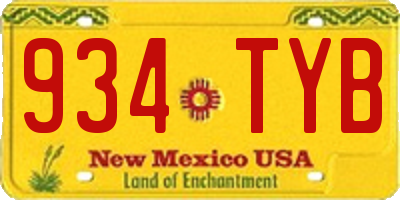 NM license plate 934TYB