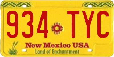 NM license plate 934TYC