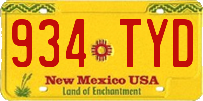 NM license plate 934TYD