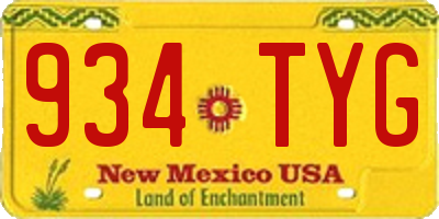 NM license plate 934TYG