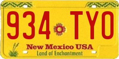NM license plate 934TYO
