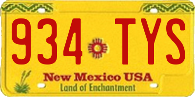 NM license plate 934TYS