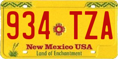 NM license plate 934TZA