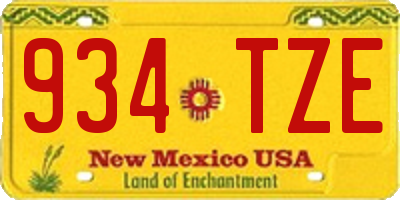 NM license plate 934TZE