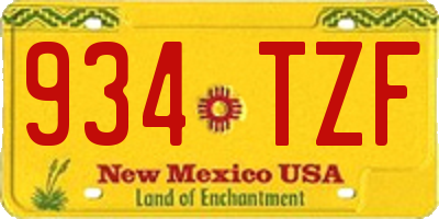 NM license plate 934TZF