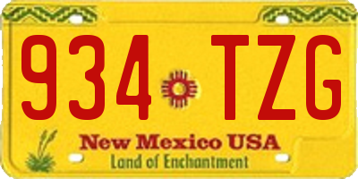 NM license plate 934TZG