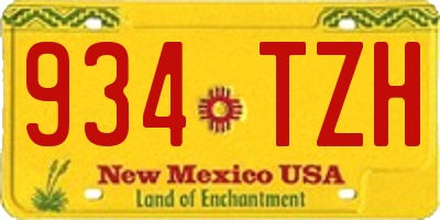 NM license plate 934TZH