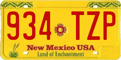 NM license plate 934TZP