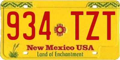 NM license plate 934TZT