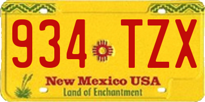 NM license plate 934TZX