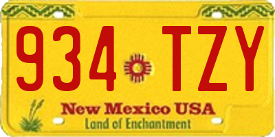 NM license plate 934TZY