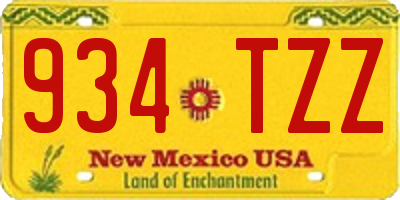 NM license plate 934TZZ