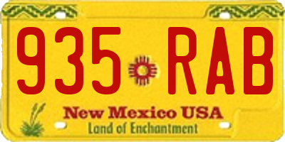 NM license plate 935RAB