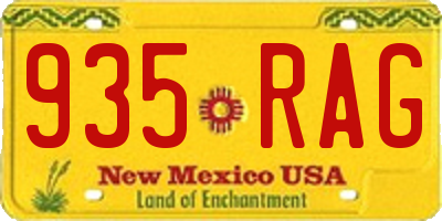 NM license plate 935RAG