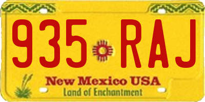 NM license plate 935RAJ