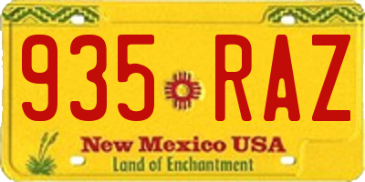 NM license plate 935RAZ