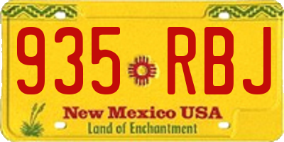 NM license plate 935RBJ