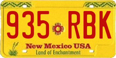 NM license plate 935RBK