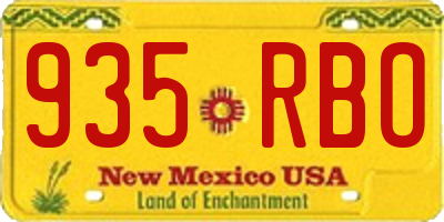 NM license plate 935RBO