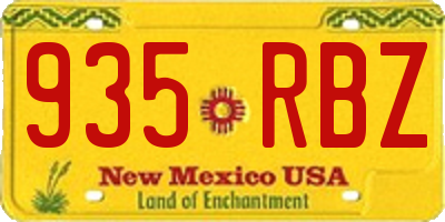 NM license plate 935RBZ