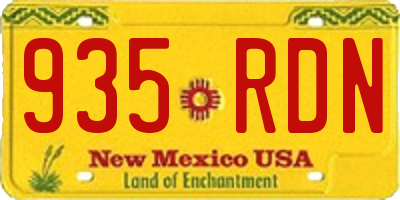 NM license plate 935RDN