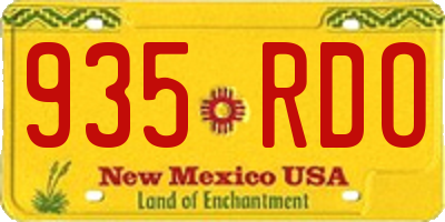 NM license plate 935RDO