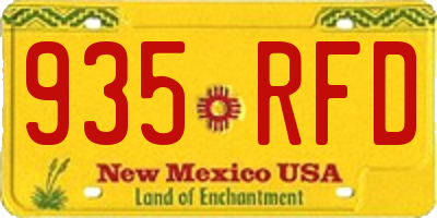 NM license plate 935RFD