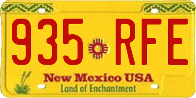 NM license plate 935RFE