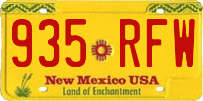 NM license plate 935RFW