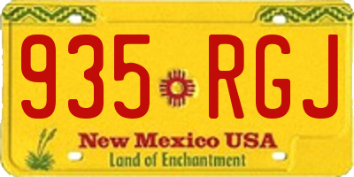 NM license plate 935RGJ