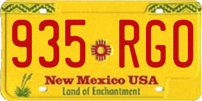 NM license plate 935RGO
