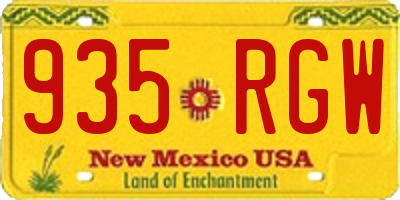 NM license plate 935RGW