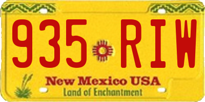 NM license plate 935RIW