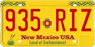 NM license plate 935RIZ