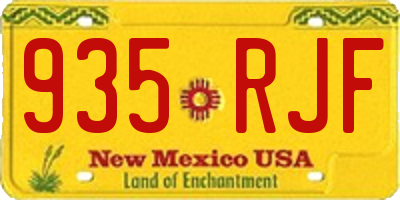 NM license plate 935RJF