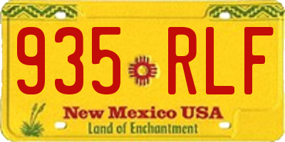 NM license plate 935RLF