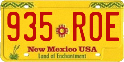 NM license plate 935ROE