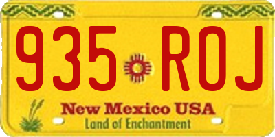 NM license plate 935ROJ